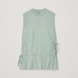 COS pistachio mint green sleeveless drawstring cotton top - size Large (L)